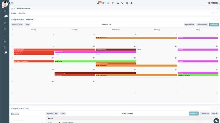 OTRS Calendar Overview