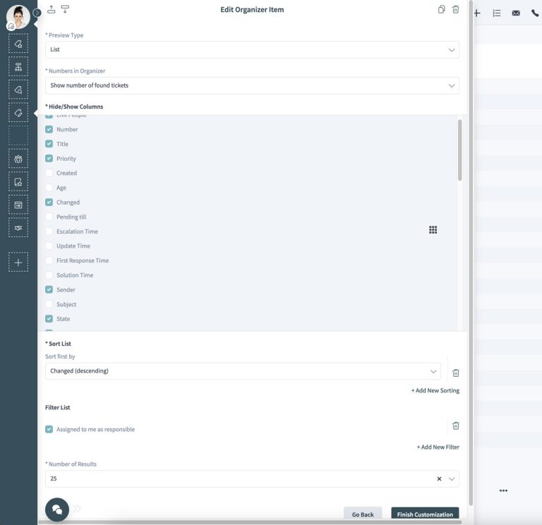 OTRS Personal Individualization Organizer Item
