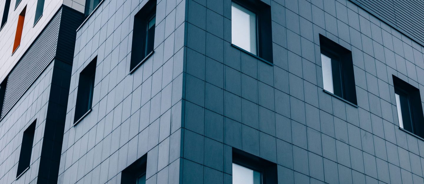 bulding with blue pattern